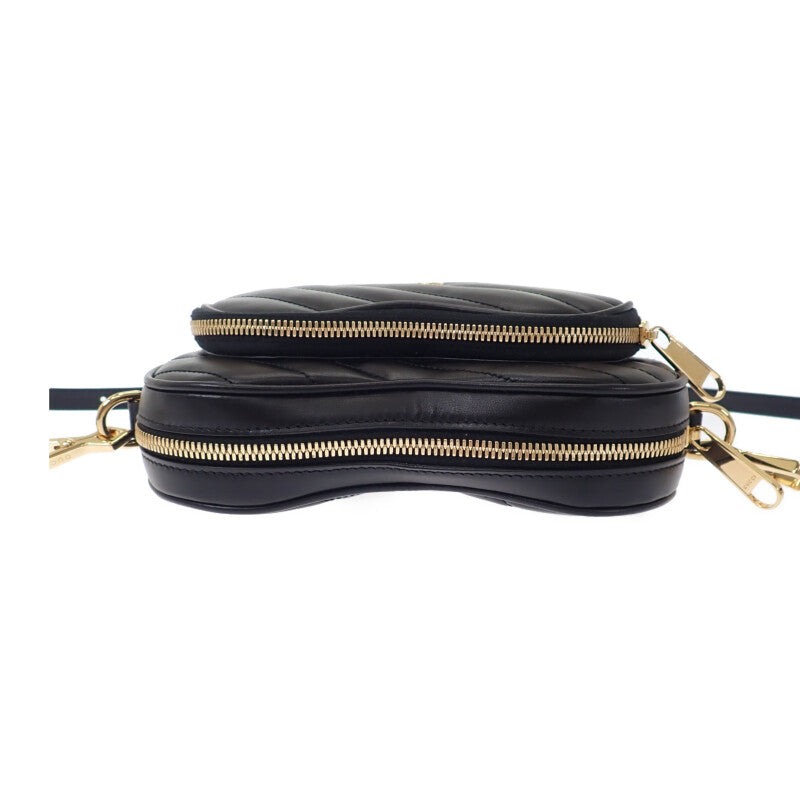 グッチ GUCCI インターロッキングG ハート 751628 ショルダーバッグ カーフ ブラック ゴールド金具 レディース【中古】【Aランク】