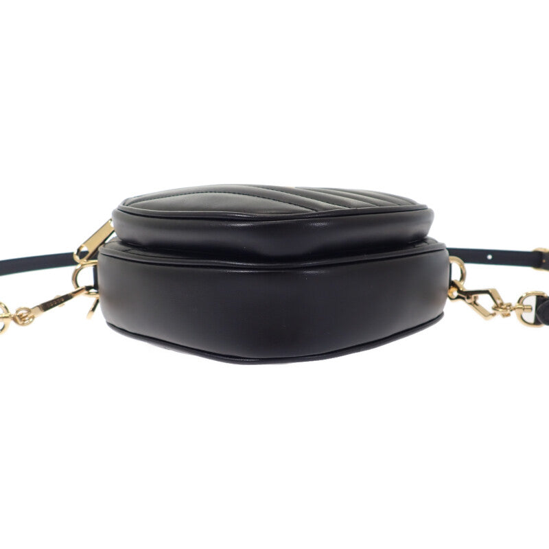 グッチ GUCCI インターロッキングG ハート 751628 ショルダーバッグ カーフ ブラック ゴールド金具 レディース【中古】【Aランク】