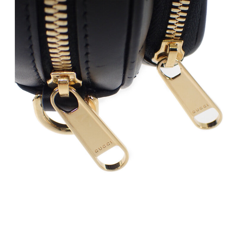 グッチ GUCCI インターロッキングG ハート 751628 ショルダーバッグ カーフ ブラック ゴールド金具 レディース【中古】【Aランク】
