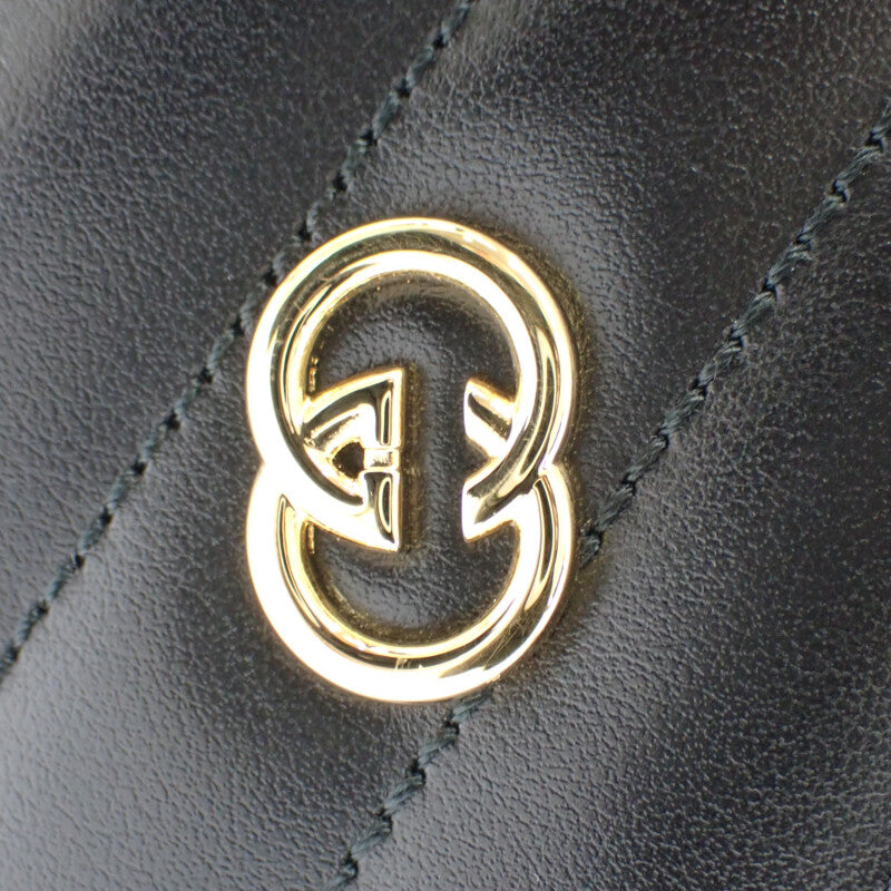 グッチ GUCCI インターロッキングG ハート 751628 ショルダーバッグ カーフ ブラック ゴールド金具 レディース【中古】【Aランク】