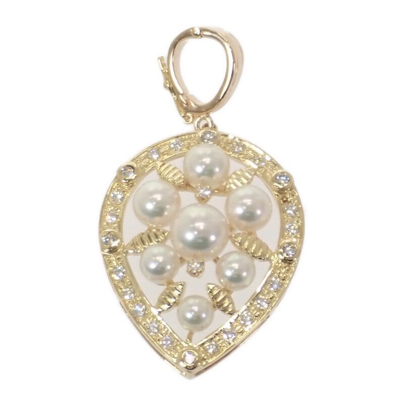 ミキモト MIKIMOTO パール ペンダントトップ K18イエローゴールド アコヤ真珠 ダイヤモンド レディース【中古】【Aランク】