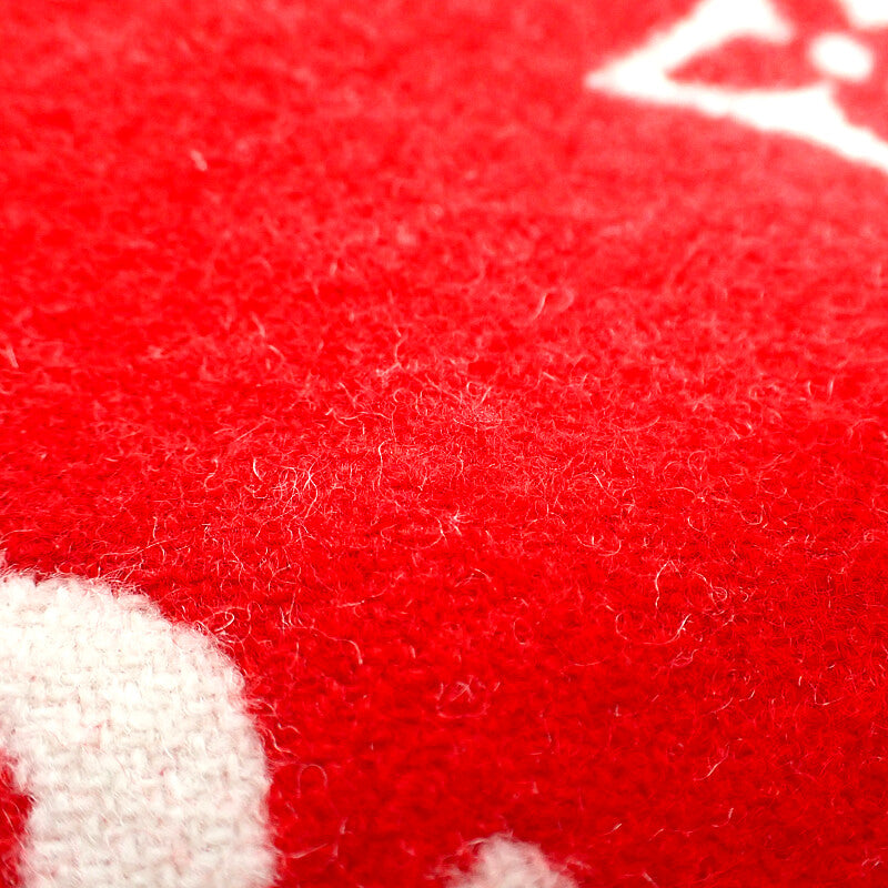 ルイヴィトン LOUIS VUITTONSUPREME シュプリーム コラボ MP1890 モノグラム マフラー ウール カシミヤ レッド ホワイト メンズ レディース【中古】【ABランク】