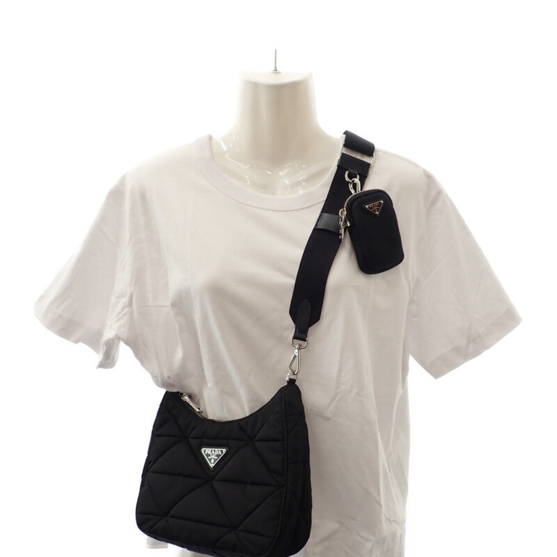 プラダ PRADA パデッドRe-Nylon 1BC151 ショルダーバッグ ナイロン ブラック シルバー金具 レディース【中古】【Aランク】