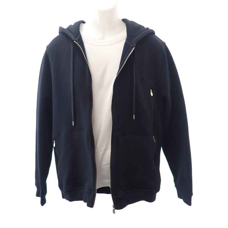 エルメス HERMES ジップ XL パーカー コットン ナイロン ポリウレタン ネイビー カーキ メンズ【中古】【Aランク】