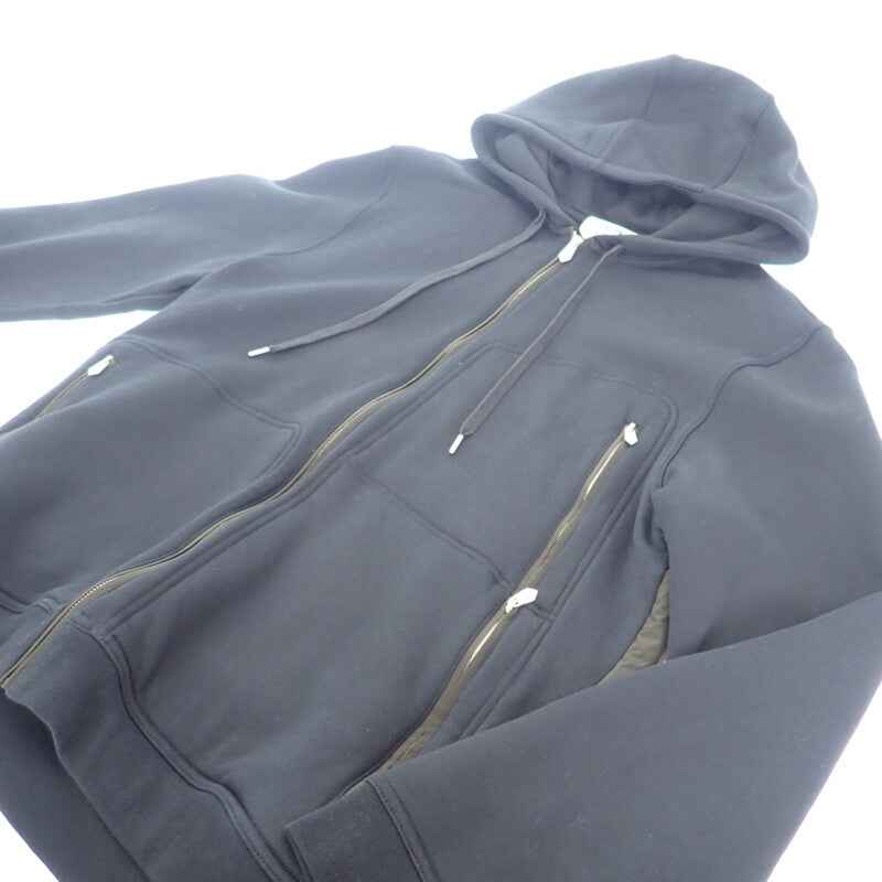エルメス HERMES ジップ XL パーカー コットン ナイロン ポリウレタン ネイビー カーキ メンズ【中古】【Aランク】