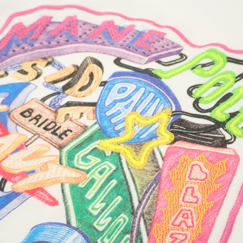 エルメス HERMES CHEVALOSCOP 23SS 36 3E4626DA スウェット コットン ホワイト ネオン メンズ レディース【中古】【SAランク】