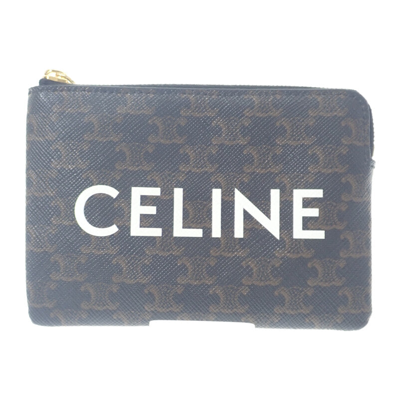 セリーヌ CELINE コインパース 10C662CA2-38NO コインケース トリオンフキャンバス ブラック ブラウン レディース【中古】【Aランク】