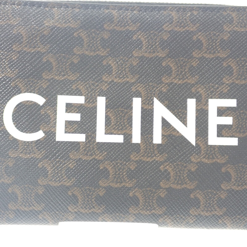 CELINE 零錢包 10C662CA2-38NO 零錢夾 TRIOMPHE帆布 黑色 棕色 女款【中古】【A級】