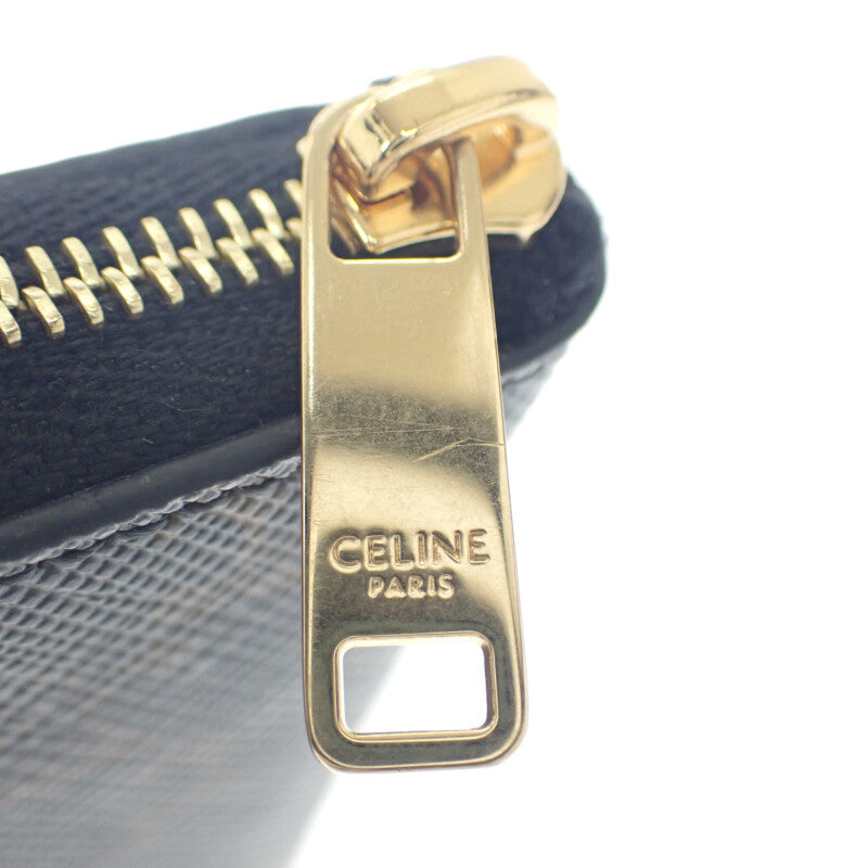 CELINE 零錢包 10C662CA2-38NO 零錢夾 TRIOMPHE帆布 黑色 棕色 女款【中古】【A級】