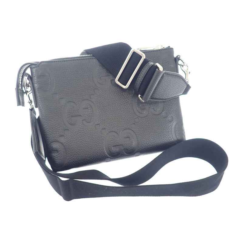グッチ GUCCI ジャンボGG スモール メッセンジャーバッグ 761747_AABY7_1000 ショルダーバッグ レザー ブラック メンズ【中古】【Aランク】