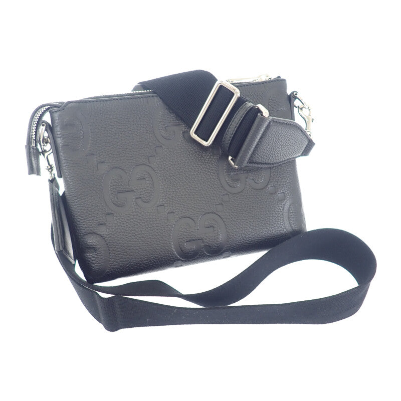 グッチ GUCCI ジャンボGG スモール メッセンジャーバッグ 761747_AABY7_1000 ショルダーバッグ レザー ブラック メンズ【中古】【Aランク】