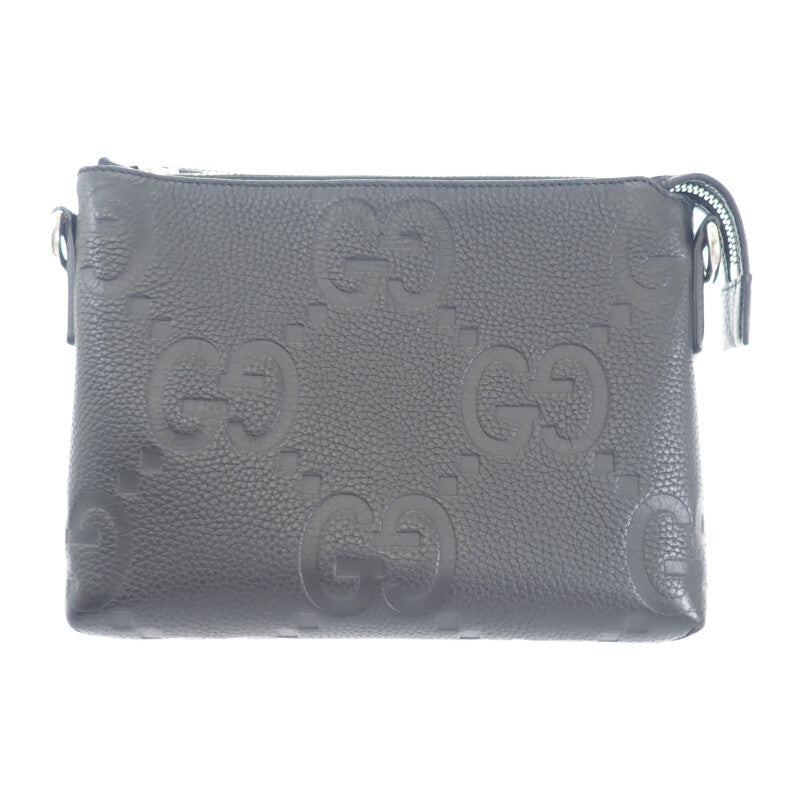 古馳 GUCCI Jumbo GG 小型信使包 761747_AABY7_1000 斜背包 皮革 黑色 男士【中古】【A級】