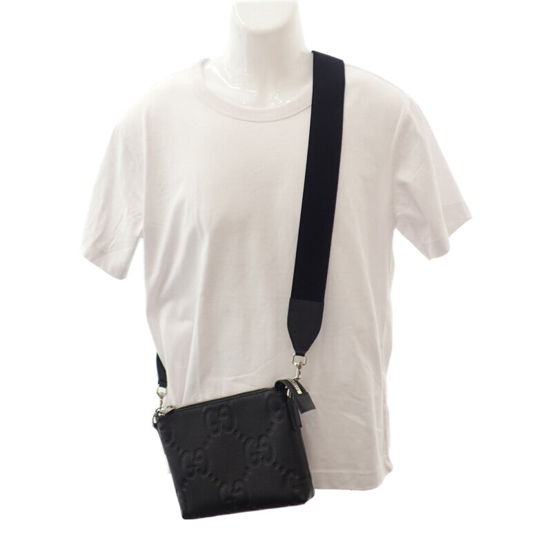 グッチ GUCCI ジャンボGG スモール メッセンジャーバッグ 761747_AABY7_1000 ショルダーバッグ レザー ブラック メンズ【中古】【Aランク】