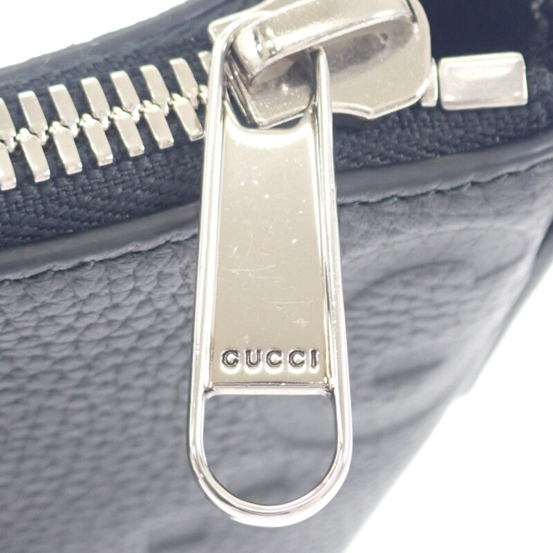 古馳 GUCCI Jumbo GG 小型信使包 761747_AABY7_1000 斜背包 皮革 黑色 男士【中古】【A級】