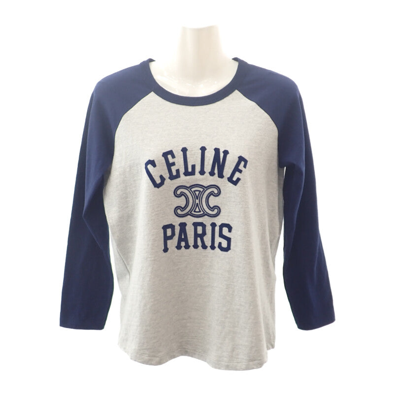 セリーヌ CELINE トリオンフロゴ 2X04K865W.09SH 長袖Tシャツ コットン グレー ネイビー レディース ユニセックス【中古】【Aランク】