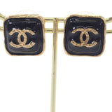 【中古】シャネル CHANEL CCスクエア ABC253 ピアス メタル ブラック ゴールド レディース【Aランク】