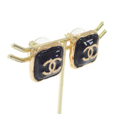 【中古】シャネル CHANEL CCスクエア ABC253 ピアス メタル ブラック ゴールド レディース【Aランク】