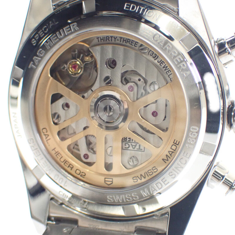 TAG HEUER 泰格豪雅 Carrera 卡萊拉 Calibre Heuer 02 計時碼錶 日本限定 CBN201E.BA0642 腕錶 不鏽鋼 銀色 自動上鍊 藍色貝殼面盤 男款【中古】【A級】
