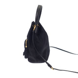 プラダ PRADA デュエットバケットバッグ Re-Nylon 1BH038 ショルダーバッグ ナイロン レザー ブラック ゴールド金具 レディース ユニセックス【中古】【Aランク】