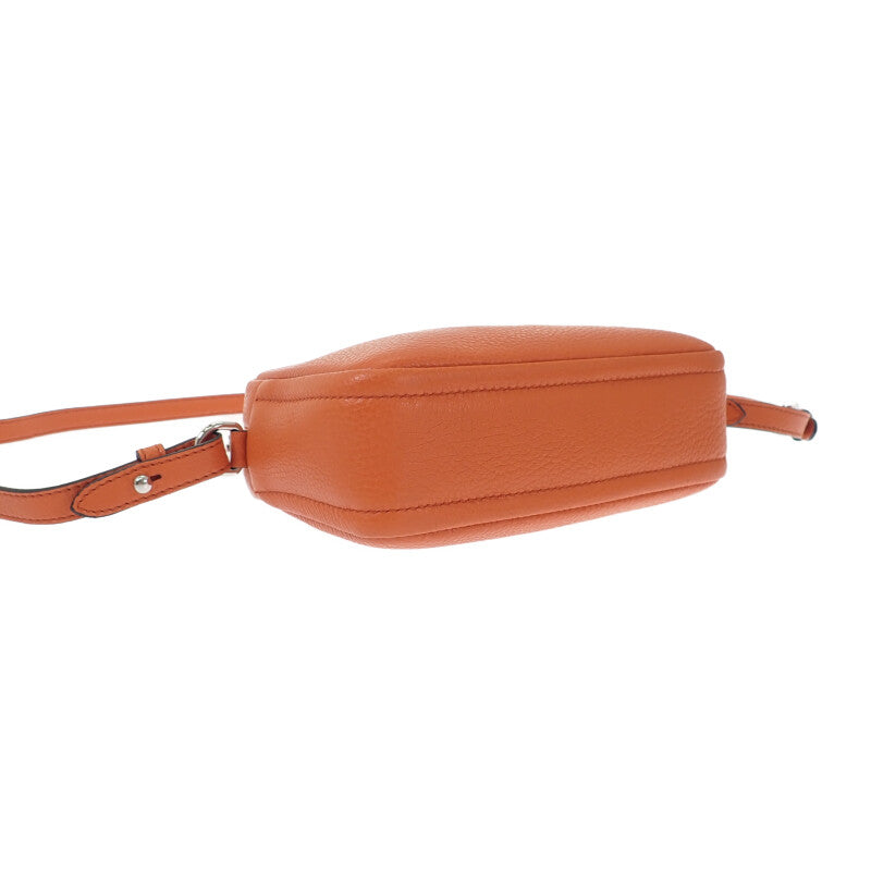 PRADA 普拉達 VITELLO DAINO SOFT 1BH192 斜背包 皮革 橘色 銀色金屬 女性【中古】【A級品】
