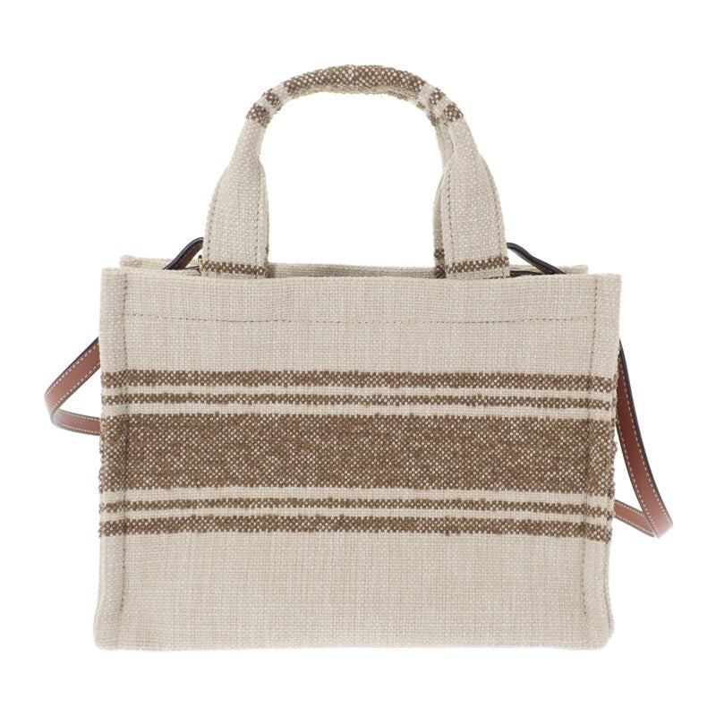 セリーヌ CELINE スモールカバタイス 199162EZ7.18TN 2WAYバッグ キャンバス カーフ タバコ タン アイボリー レディース【中古】【Aランク】