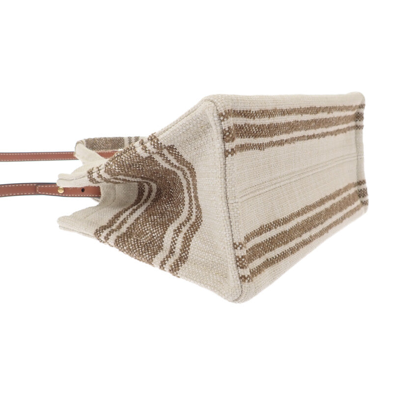 セリーヌ CELINE スモールカバタイス 199162EZ7.18TN 2WAYバッグ キャンバス カーフ タバコ タン アイボリー レディース【中古】【Aランク】