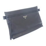 プラダ PRADA トライアングルロゴ 2NA039 クラッチバッグ カーフ ブラック メンズ レディース【中古】【Aランク】