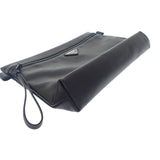 プラダ PRADA トライアングルロゴ 2NA039 クラッチバッグ カーフ ブラック メンズ レディース【中古】【Aランク】