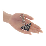 プラダ PRADA ロゴ 2PS026 キーリング メタル シルバー ブラック レディース【中古】【ABランク】