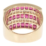 デザインジュエリー 12号 リング K18イエローゴールド ダイヤモンド ルビー レディース【中古】【Aランク】