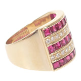 デザインジュエリー 12号 リング K18イエローゴールド ダイヤモンド ルビー レディース【中古】【Aランク】