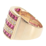 デザインジュエリー 12号 リング K18イエローゴールド ダイヤモンド ルビー レディース【中古】【Aランク】