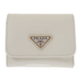 プラダ PRADA トライアングル 1MH043_QHH_F0009 三つ折り財布 サフィアーノ ホワイト レディース【中古】【SAランク】