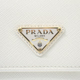 プラダ PRADA トライアングル 1MH043_QHH_F0009 三つ折り財布 サフィアーノ ホワイト レディース【中古】【SAランク】