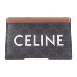 セリーヌ CELINE カードホルダー プリント トリオンフキャンバス 10B702CLY.04LU カードケース レザー ブラウン レディース【中古】【Aランク】