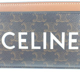 セリーヌ CELINE カードホルダー プリント トリオンフキャンバス 10B702CLY.04LU カードケース レザー ブラウン レディース【中古】【Aランク】