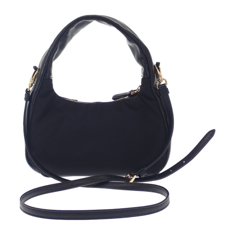 プラダ PRADA リボン ミニ 1BC241_RP0C_F0002_V_OXO 2WAYバッグ レザー ナイロン ブラック ゴールド金具 レディース【中古】【Aランク】