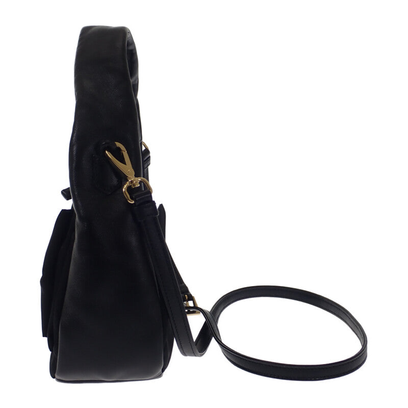 プラダ PRADA リボン ミニ 1BC241_RP0C_F0002_V_OXO 2WAYバッグ レザー ナイロン ブラック ゴールド金具 レディース【中古】【Aランク】