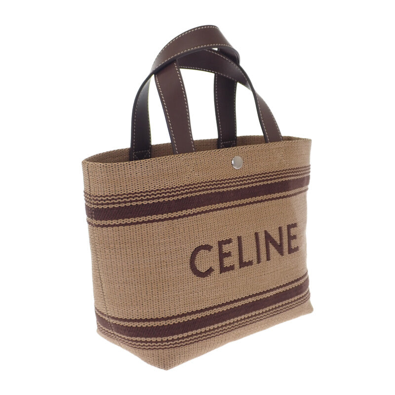 セリーヌ CELINE ミニカバトート 116992FRY.02NU 2WAYバッグ レザー ラフィア ブラウン レディース【中古】【Aランク】