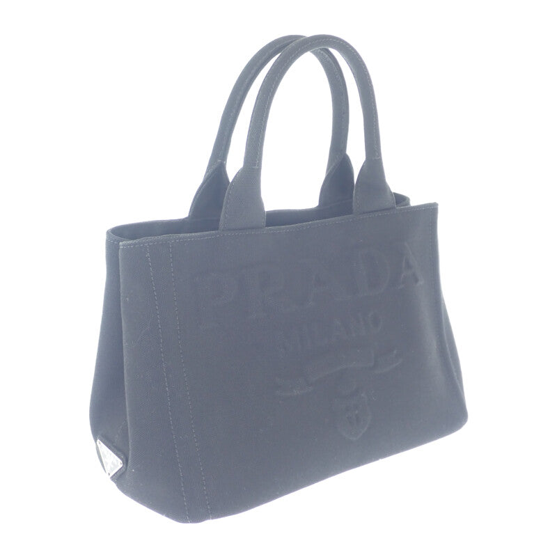 プラダ PRADA カナパトートS 1BG439 2WAYバッグ キャンバス ブラック シルバー金具 レディース【中古】【Aランク】