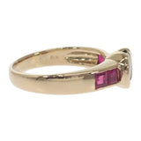 デザインジュエリー 14号 リング K18イエローゴールド グリーンガーネット ルビー レディース【中古】【Aランク】