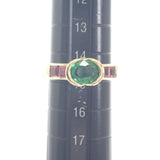 デザインジュエリー 14号 リング K18イエローゴールド グリーンガーネット ルビー レディース【中古】【Aランク】