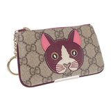グッチ GUCCI キャット ディテールGG 818768_FAEEN_8574 キーケース ポリウレタン ベージュ ゴールド金具 レディース【中古】【Aランク】