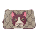 グッチ GUCCI キャット ディテールGG 818768_FAEEN_8574 キーケース ポリウレタン ベージュ ゴールド金具 レディース【中古】【Aランク】