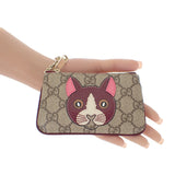 グッチ GUCCI キャット ディテールGG 818768_FAEEN_8574 キーケース ポリウレタン ベージュ ゴールド金具 レディース【中古】【Aランク】