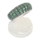 デザインジュエリー ツァボライト ハーフパヴェ リング K18ホワイトゴールド グリーンガーネット 12号 レディース【中古】【Aランク】