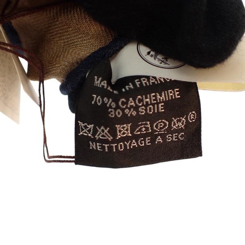 エルメス HERMES カレジェアン 140 船乗りのタトゥー・バンダナ 大判 243374S08 ストール カシミヤ シルク ブラウン レディース【中古】【SAランク】