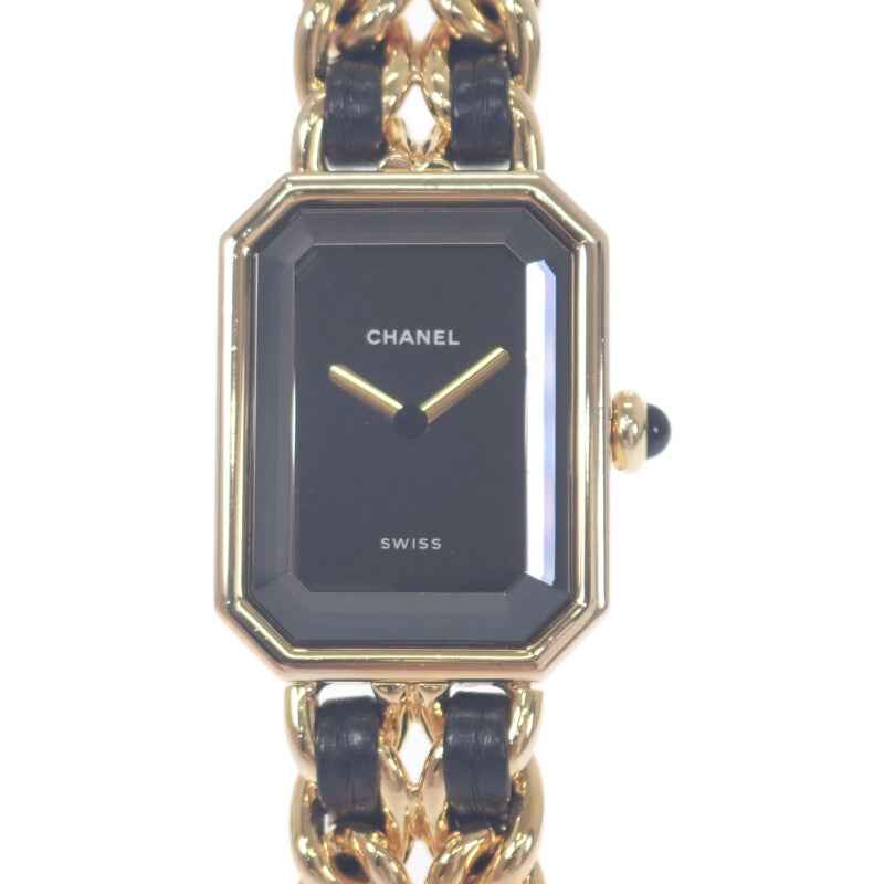 シャネル CHANEL プルミエール S H0001 腕時計 GP レザー クオーツ ブラック文字盤 レディース【中古】【ABランク】