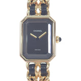 シャネル CHANEL プルミエール S H0001 腕時計 GP レザー クオーツ ブラック文字盤 レディース【中古】【ABランク】