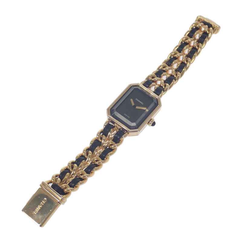 シャネル CHANEL プルミエール S H0001 腕時計 GP レザー クオーツ ブラック文字盤 レディース【中古】【ABランク】